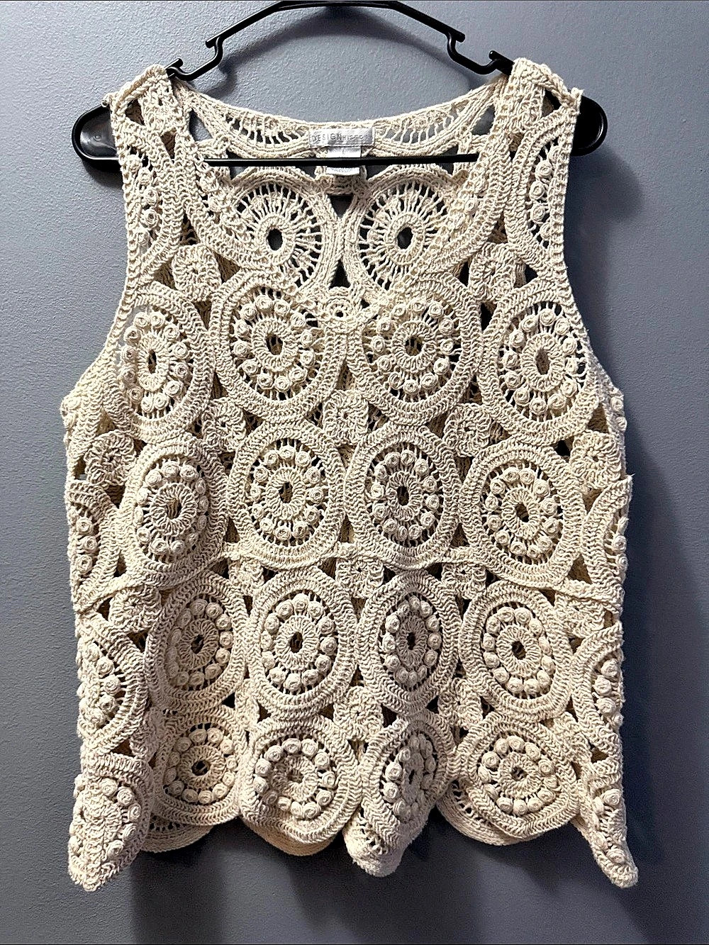 Designers History Crochet Tank Top in Cream Like New